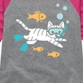 thumbnail image 3 of Instant Message - Snorkel Cat - Toddler & Youth Girls Raglan Graphic T-Shirt, 3 of 6