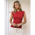 thumbnail image 6 of Women'S Summer Cap Sleeve Slim Fitted Knit Basic Casual Ribbed Tank Tops Wine Red XL, 6 of 8