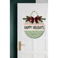thumbnail image 3 of Happy Holidays Door Hanging Sign 11 inch Wooden Wall Sign, Rustic Holiday Wreath Decor for Front Door Porch Home Window Wall Farmhouse Decorations, 3 of 5