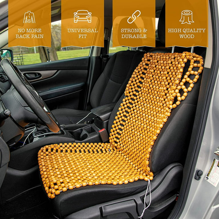 Zone Tech Wood Beaded Seat Cushion - Premium Quality Car Massaging Double  Strung Wood Beaded Seat Cushion for Stress Free all Day!