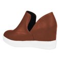 thumbnail image 3 of FSJ Women Casual Slip On Sneakers Side V Cut Ankle Booties Round Closed Toe Pumps Platform Wedge Heel Sandals Fashion Shoes Size 5 Brown, 3 of 5
