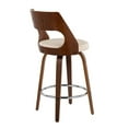 thumbnail image 4 of Cecina Mid-Century Modern Counter Stool With Swivel In Walnut And Cream Faux Leather - Set Of 2, 4 of 7