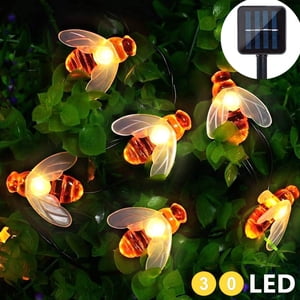 Bee Lumières à cordes, 6.5M Énergie solaire 30 LEDs lumière extérieure, lumières de fée imperméables, Bumble Bee forme lumière de décor pour l'extérieur, mariage, paysage, jardin, patio, fêtard lumières