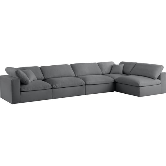 Meridian Furniture Serene Grey Linen Fabric Deluxe Modular Sectional