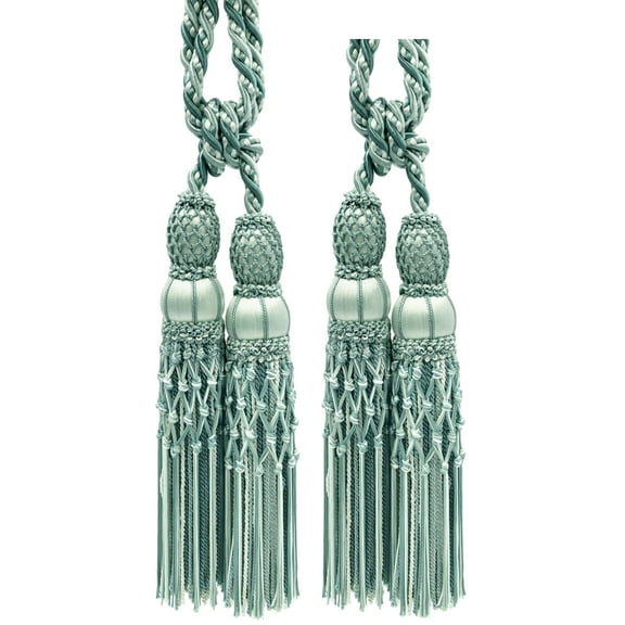 DECOPRO Exquisite Curtain & Drapery Double Tassel Tieback Elegantly Handcrafted to Perfection, Tassel Length 10" (25cm), Spread 38" (96.5cm) # TBEL102, #9535 Set of 2