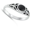 thumbnail image 4 of CHOOSE YOUR COLOR Vintage Oval Simulated Black Onyx Ring .925 Sterling Silver Band CZ Female Size 4, 4 of 4