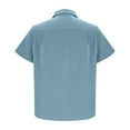thumbnail image 4 of Iugvhana Shirt for Men Casual Solid Color Regular-Fit Short Sleeve Shirts Turndown Collar Button Down Pocket Shirt Tops Light Blue S, 4 of 5