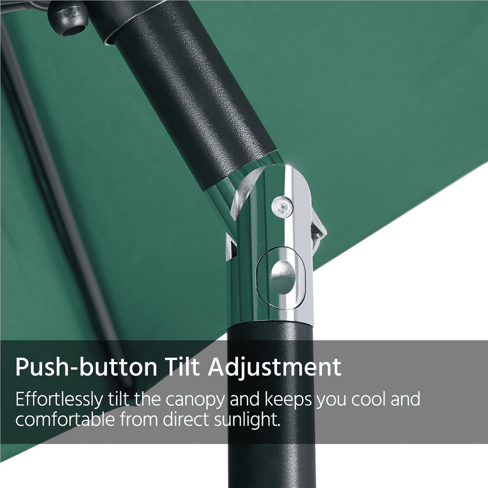 Alden Design 11 Foot Patio Umbrella with Crank and Push Button to Tilt, Dark Green