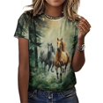 thumbnail image 3 of Cool Horse Women T-Shirt Classic O Neck T-Shirts Short-Sleeve Trendy Animal Print Design Tshirt Casual Clothing, 3 of 5