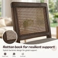 thumbnail image 4 of Guyou 26" Rattan Bar Stools Set of 2, Farmhouse Chenille Upholstered Counter Height Stools with Cane Woven Back, Mid-Century Modern Wooden Bar Chairs for Kitchen Island, Walnut Brown, 4 of 11