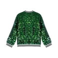 thumbnail image 4 of MSemis Kids Girls Sparkly Sequin Baseball Jacket Long Sleeve Zip Up Bomber Jacket Hip Hop Dancing Green 10, 4 of 7