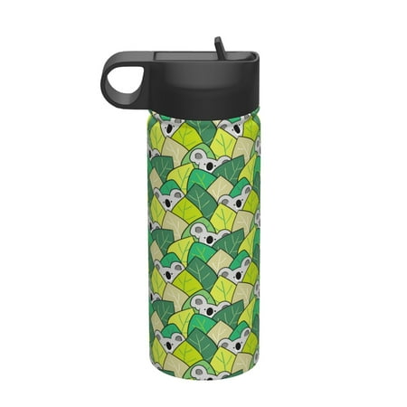 

Adobk Cartoon Koala Bear and Leaf Print Water Bottle 18oz Sports Insulated Kettle for Cycling Gym Basketball Outdoor Suitable as a Present