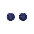 thumbnail image 3 of 2 Ct Round Cut Studs Blue Tanzanite 18K Rose Solid Solid Gold Everyday Dainty Earrings Screw Back, 3 of 7