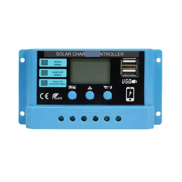 Contrôleur de Charge Solaire 10A 20A 30A pour Écran LCD 12V avec Support de Pile Multiple