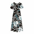 thumbnail image 3 of LMKIHUSA Long Dresses for Women 2024 Summer Casual Short Sleeve Boho Flowy Sundress Trendy Crewneck Floral Print Tiered Vintage Maxi Dress with Pockets,Black S, 3 of 4