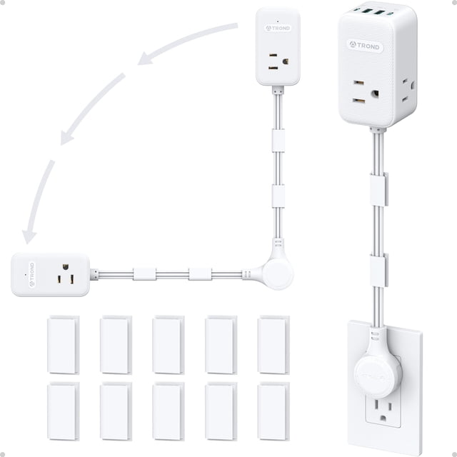 Extensor de Enchufe Eléctrico TROND Giratorio 360° con USB C de 20W