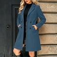 thumbnail image 6 of TGSLY Women's Wool Blend Coat Trendy Soft Notched Lapel Double Breasted Button Outerwear Loose Casual Long Sleeve Winter Mid Length Jacket XL, 6 of 9