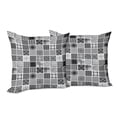thumbnail image 6 of Ambesonne Grey Throw Pillow Cover 2 Pack, Plaid Patchwork Retro, 24", White Black Grey, 6 of 6