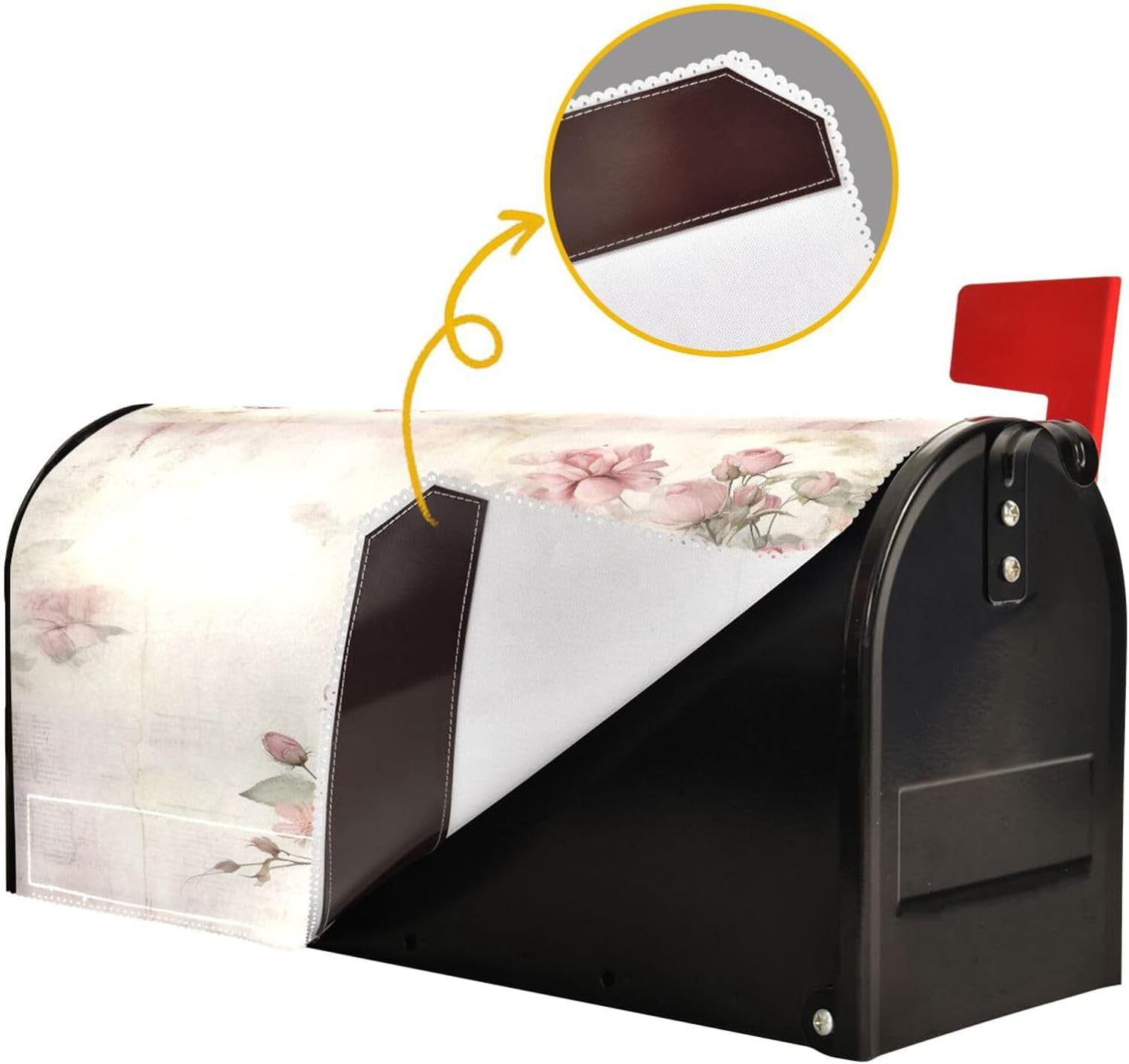 Mailbox Covers, Vintage Pink Rose Mailbox Covers Oxford Cloth Post Box Cover with Magnetic Strip for Garden Yard Decor