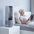 thumbnail image 6 of Leeye Bladeless Dual Tower Desk Fan with Humidifier USB Rechargeable Quiet Oscillating 6 Speeds Compact Personal Cooling Fan for Home Office Bedroom, Black, 13.46in, 6 of 9