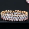 thumbnail image 5 of White Bracelet CZ Round Crown Tennis Chain Link Rose Gold Plated Women Bracelet, 5 of 9