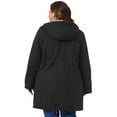 thumbnail image 4 of DARING DIVA Women's Plus Size Faux Fur Lined Long Anorak with Hood 1X Black, 4 of 6