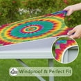 thumbnail image 6 of Colorful Tie Dye Petal Mandala Pattern Square Fitted Tablecloth with Elastic Edge,Square Table Cover,Washable Elastic Table Cover for Home Kitchen Party Decor 34"x34", 6 of 6