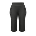 thumbnail image 3 of Plus Size Cargo Capris for Women Elastic Waist Slim Fits Yoga Capri Leggings, Stretch Workout Hiking Sports Cropped Pants, 3 of 7