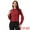 Dark Red, variant on Women's Chiffon Stand Collar Ruffled Trim Work Blouse M Dark Red