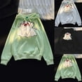 thumbnail image 6 of TrendOFT Cute Ghost Embroidered Hoodies for Women Hooded Sweatshirts Teen Girls Kawaii Cartoon Anime Lightweight Pullover Tops Green L, 6 of 6