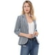 thumbnail image 3 of Blazer De Solapa Con Muescas Y Mangas 3/4 A Rayas Para Mujer Azul XL, 3 of 6