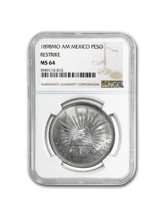Collectible 1898 Mo-AM Mexico Silver 1 Peso MS-64 NGC (1949 Restrike)
