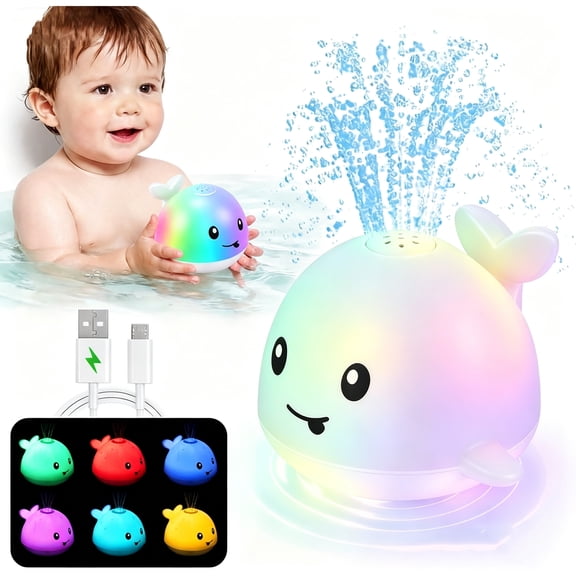 ULEEN Rechargeable Light Up Bath Toys, Spray Water Bathtub Toys for 3  Years Old, Pool & Bathroom Toy - Baby Toys