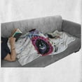 thumbnail image 6 of Sugar Skull Soft Flannel Fleece Throw Blanket, Spooky Big Eyes Cat Face Girl Portrait Ceremonial Celebration Print, Cozy Plush for Indoor and Outdoor Use, 50" x 60", Multicolor, by Ambesonne, 6 of 6
