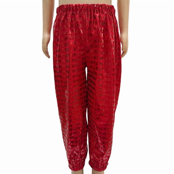 lnmuld Boys Casual Jogger Pants Elastic Waist Tapered Cuff Holographic Heart Print Kids Daily Wear Bottoms Size:8-9 Years
