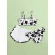 thumbnail image 3 of Swimsuits Girls 3 Piece, Cow Print Bikini Bathing Suit With Shorts, 3 of 5
