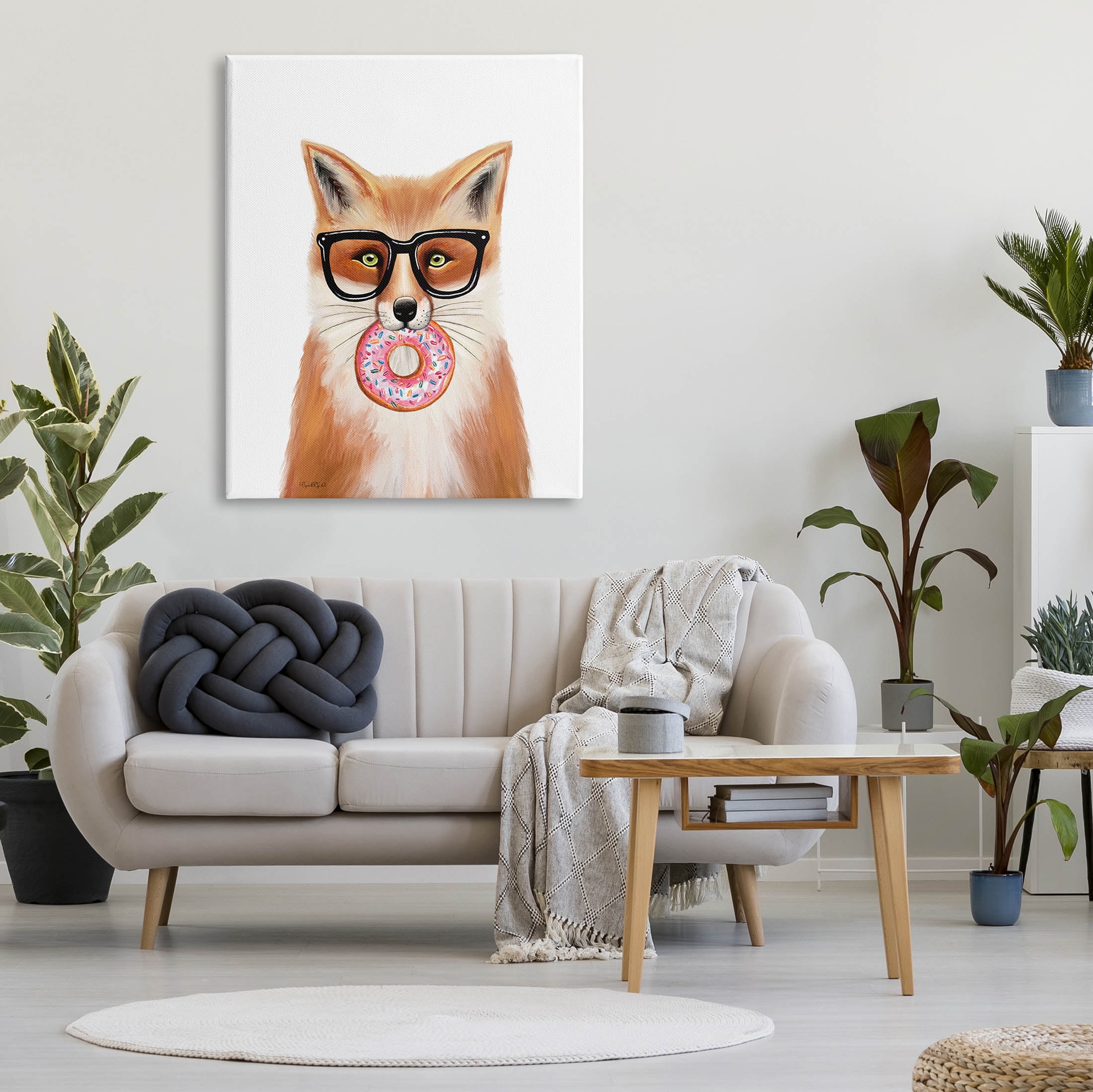 Stupell Industries Fox Holding Donut Wearing Glasses Graphic Art Gallery Wrapped Canvas Print Wall Art, Design by Elizabeth Tyndall