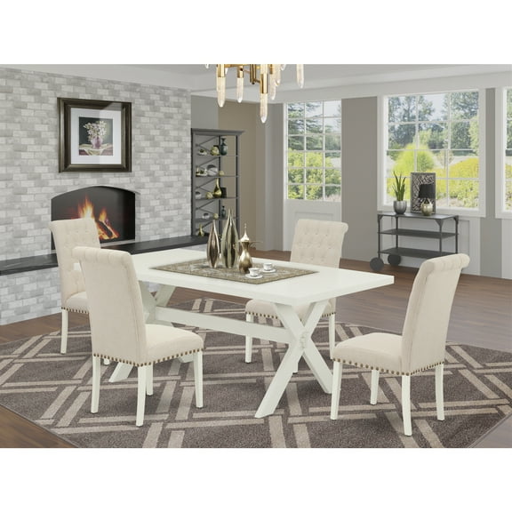 5-Piece Dining Room Table Set with 4 Parson Chairs - Rectangular Kitchen Table and Dining Chairs
