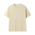 thumbnail image 4 of Lenago Mens Shirts Solid Color Short Sleeveless Beige 4(S) Tops Crew Neck Leisure Versatile Thin Style T Shirt Loose T Shirts for Men, 4 of 4