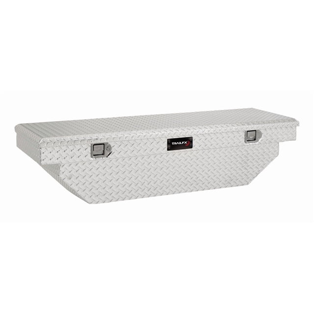 TrailFX Boîte à Outils 110631 Couvercle Simple TFX; Incliné Croisé; Couvercle Simple avec Supports; Motif Diamant; Lumineux; Aluminium Poli 16 Gauge; Capacité 8.0 Pieds Cubes; avec Plateau en Plastique