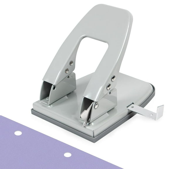 Heavy Duty Adjustable 2-Hole Punch, 30 Sheet Capacity Hole Puncher, Metal Paper Puncher, Locking Handle