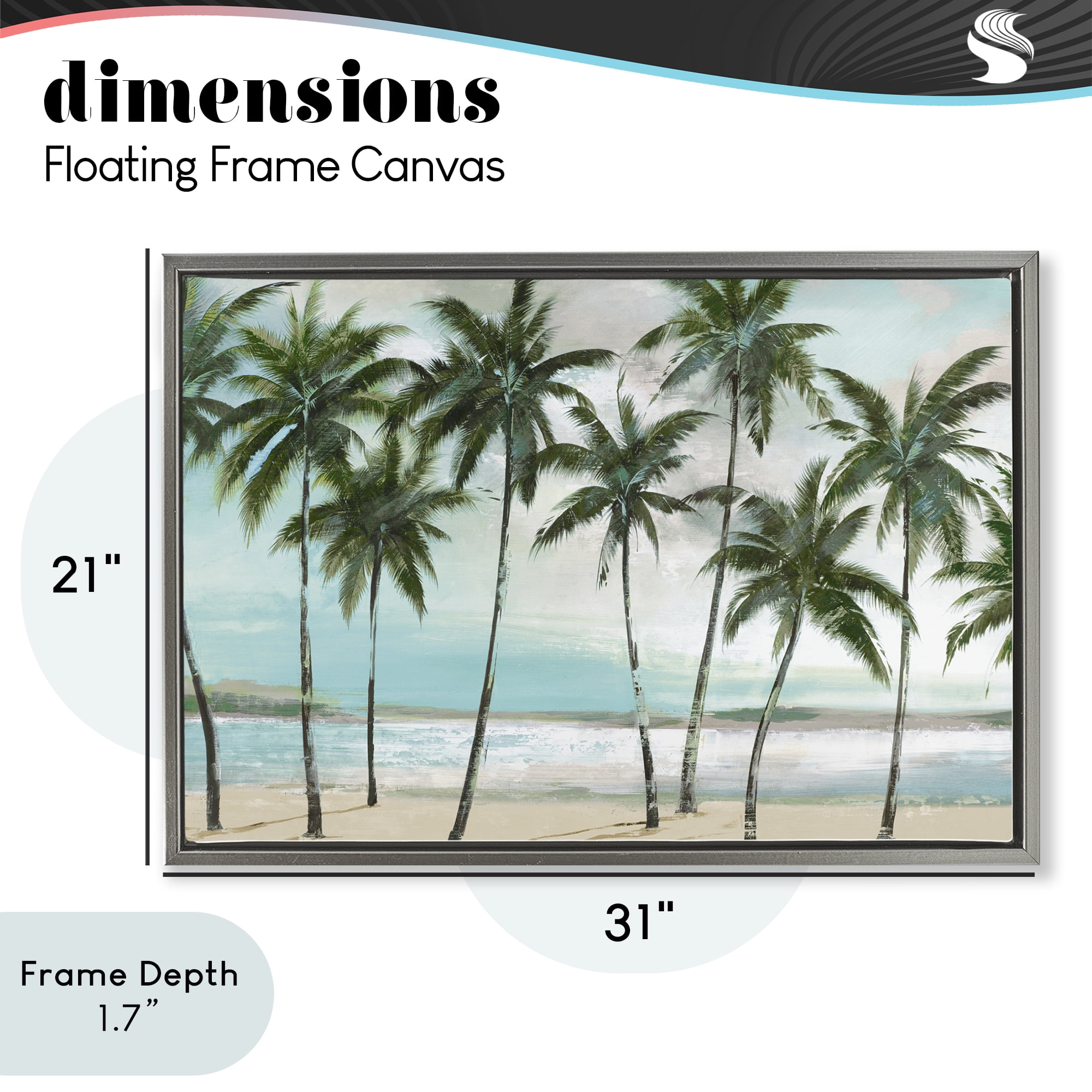 Stupell Industries Palms in A Row Coastal Gray Framed Floater Canvas Wall Art, design by Lorenzo Collective