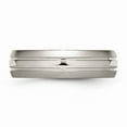 thumbnail image 3 of Grey Titanium Ring Band Wedding Grooved 6mm Brushed and Polished, 3 of 6