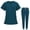 blue, variant on Women Short-sleeved V-neck Top and Jogger Pants Scrubs Medical Nursing Uniforms Set,XXL,green