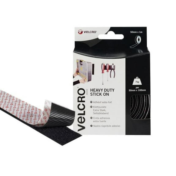 VELCRO Brand - VELCRO Brand Heavy-Duty Stick On Tape 50mm x 1m Black