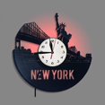 thumbnail image 1 of Reloj de pared con grabación de vinilo musical, reloj de pared con luz LED de la ciudad de Nueva York, reloj de vinilo, decoración de pared para sala de estar, regalos únicos para, 1 of 5