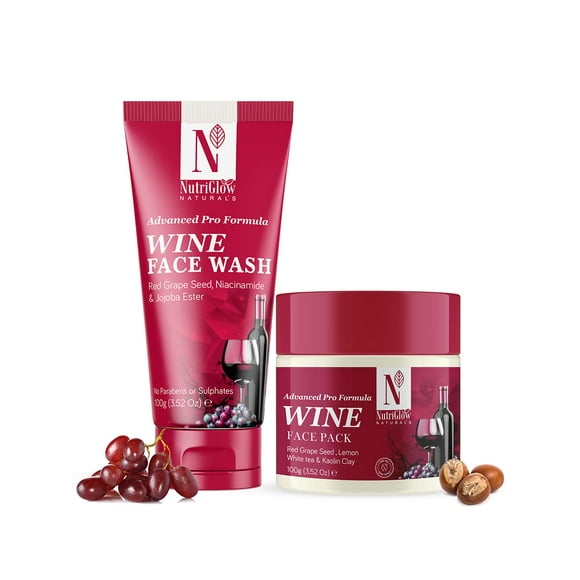 Nutriglow Natural's Wine Face Wash (100Gm) & Wine Face Pack (100Gm) for Youthful Glow