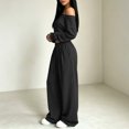 thumbnail image 7 of BRELIL Women's Two Piece Outfits Sets Long Sleeve Crop Top Wide Leg Elastic Waist Pants Casual Lounge Matching Tracksuit Fall Travel Vacation Loungewear, Black L, 7 of 7