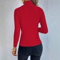 thumbnail image 4 of Women's Turtleneck Sweater 2025 Long Sleeve Shirts Fall Trendy Tops Slim Fitted Ribbed Knit Basic Casual Sweater Red M, 4 of 6