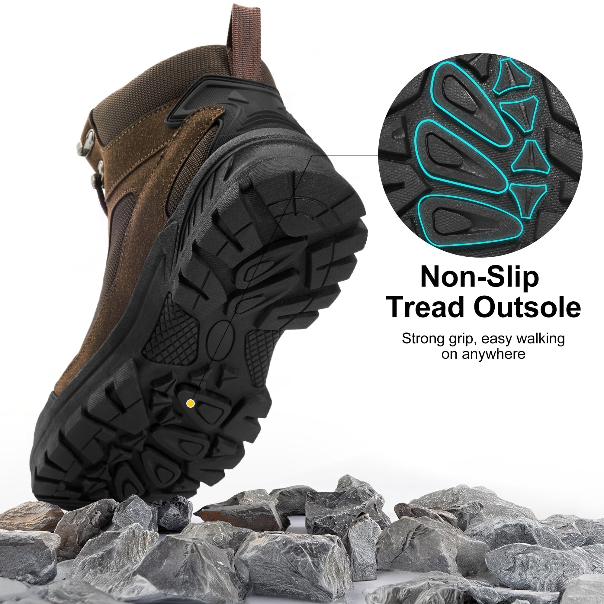 Ablanczoom Mens Hiking Boots: Breathable Outdoor Ankle Boots Men Work Shoes